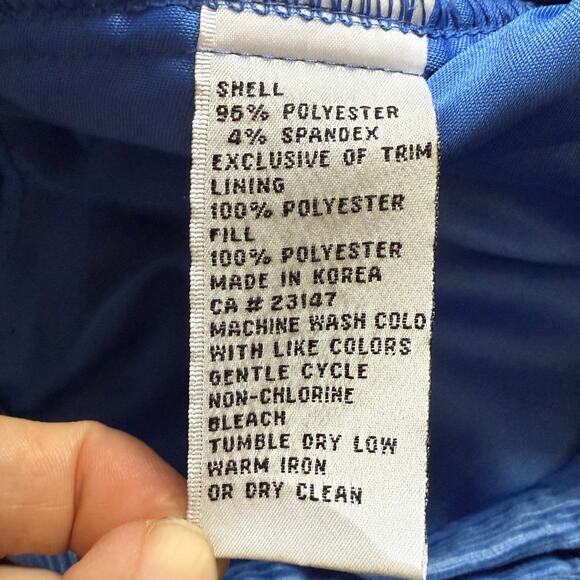 Talbots Petites P Cobalt Blue Stretch Polyester Quilted Light Jacket Snap Front - Picture 9 of 9